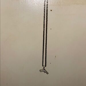 32” Stainless steel Byzantine Chain with iced out 9mm Gun Pendant.